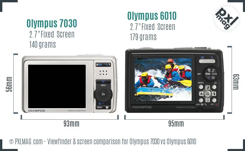 Olympus 7030 vs Olympus 6010 Screen and Viewfinder comparison