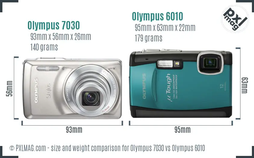 Olympus 7030 vs Olympus 6010 size comparison