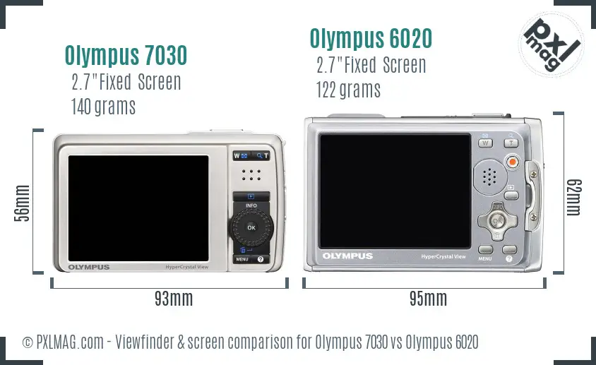 Olympus 7030 vs Olympus 6020 Screen and Viewfinder comparison