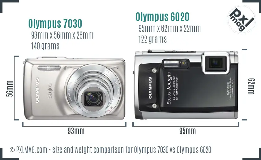 Olympus 7030 vs Olympus 6020 size comparison