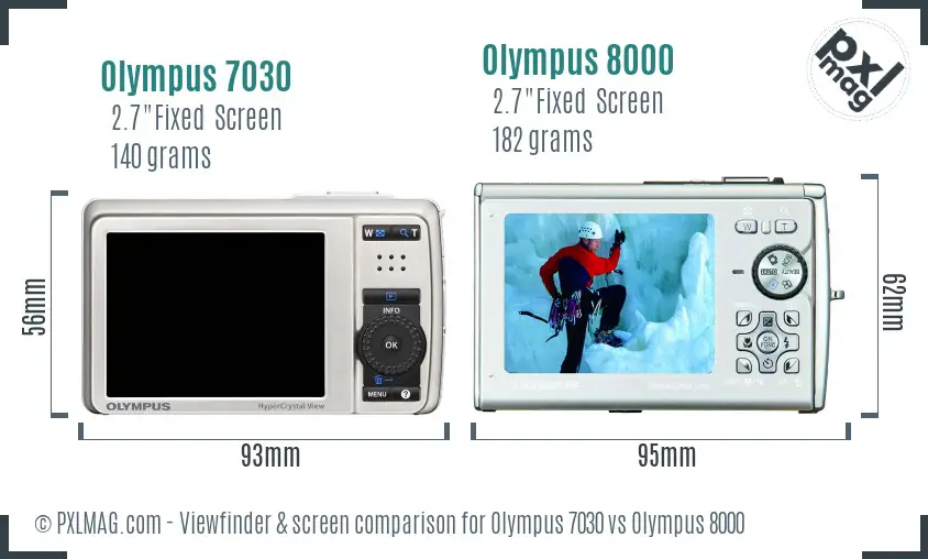 Olympus 7030 vs Olympus 8000 Screen and Viewfinder comparison
