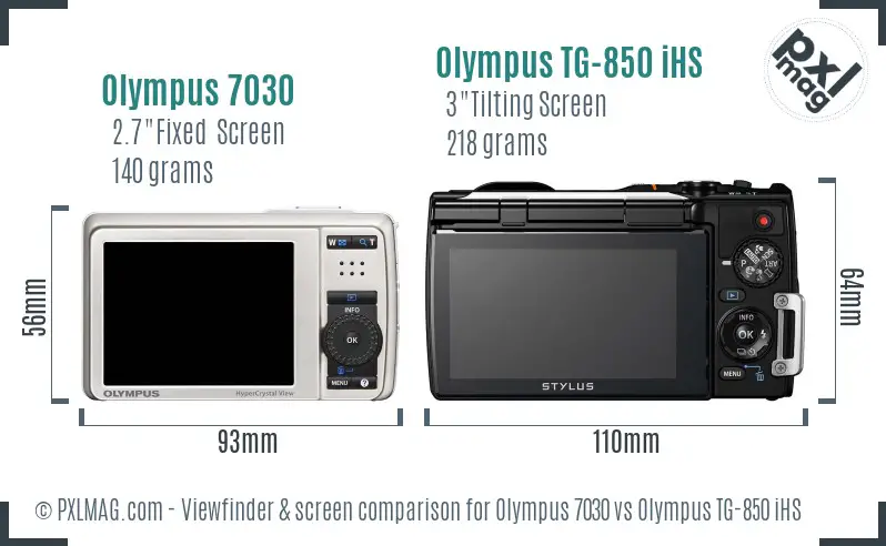 Olympus 7030 vs Olympus TG-850 iHS Screen and Viewfinder comparison