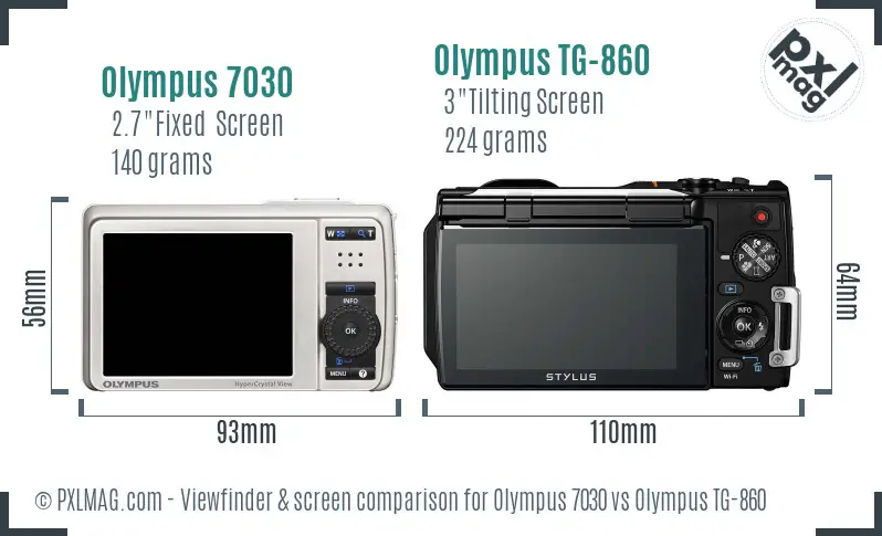 Olympus 7030 vs Olympus TG-860 Screen and Viewfinder comparison