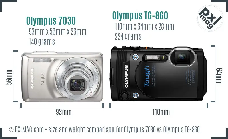 Olympus 7030 vs Olympus TG-860 size comparison