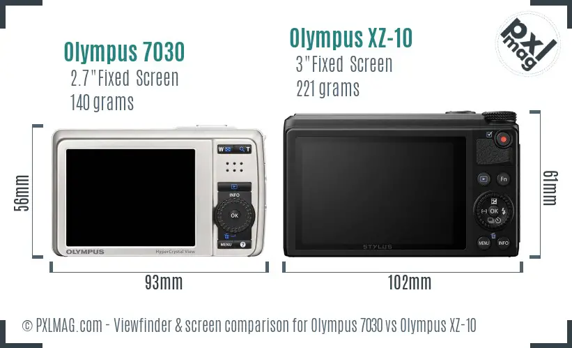 Olympus 7030 vs Olympus XZ-10 Screen and Viewfinder comparison
