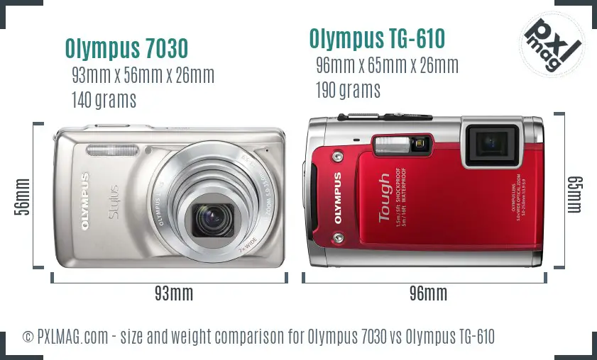 Olympus 7030 vs Olympus TG-610 size comparison