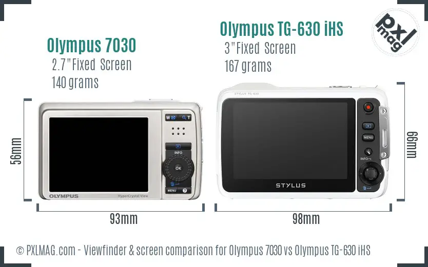 Olympus 7030 vs Olympus TG-630 iHS Screen and Viewfinder comparison