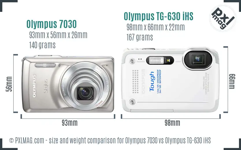 Olympus 7030 vs Olympus TG-630 iHS size comparison