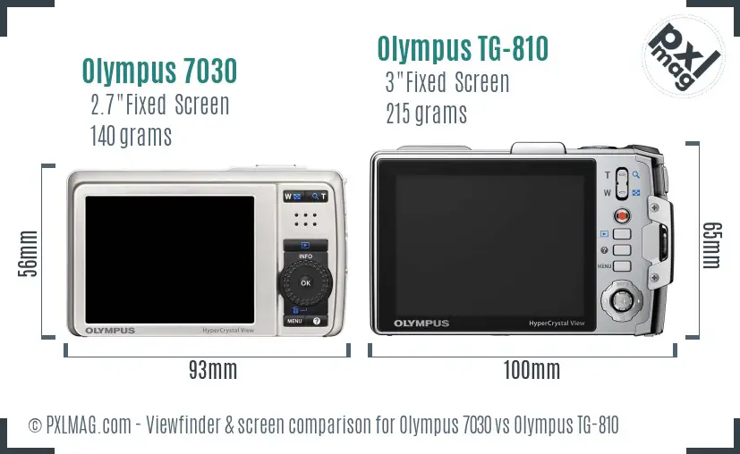 Olympus 7030 vs Olympus TG-810 Screen and Viewfinder comparison