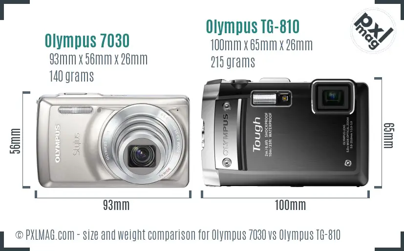 Olympus 7030 vs Olympus TG-810 size comparison