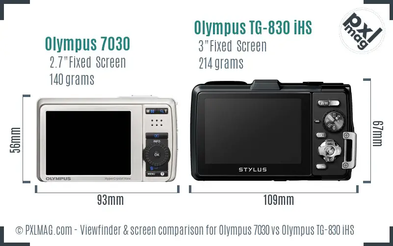 Olympus 7030 vs Olympus TG-830 iHS Screen and Viewfinder comparison