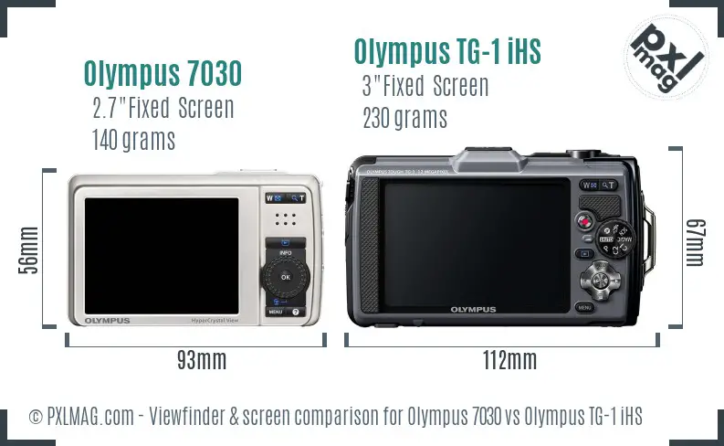 Olympus 7030 vs Olympus TG-1 iHS Screen and Viewfinder comparison