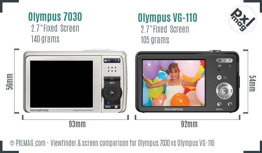 Olympus 7030 vs Olympus VG-110 Screen and Viewfinder comparison