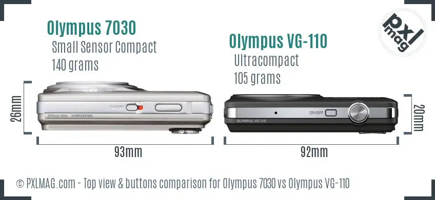 Olympus 7030 vs Olympus VG-110 top view buttons comparison