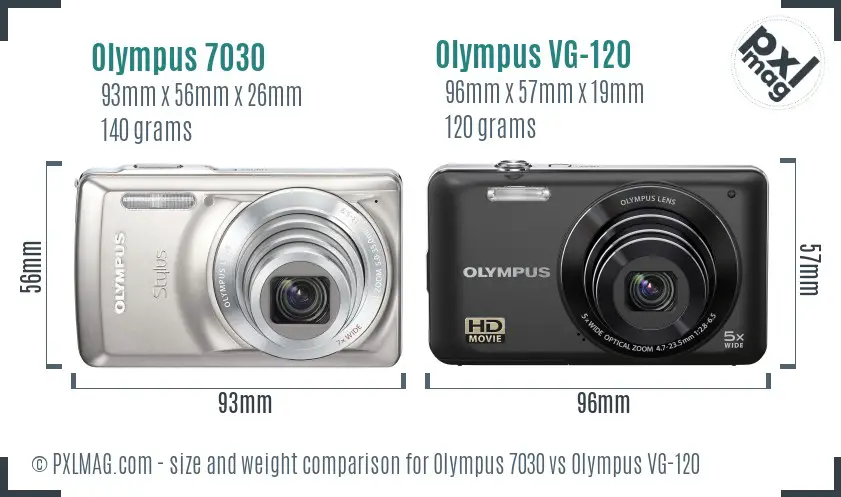 Olympus 7030 vs Olympus VG-120 size comparison
