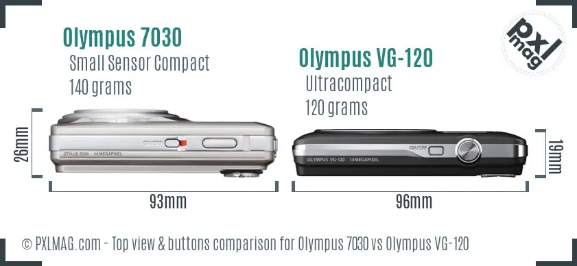Olympus 7030 vs Olympus VG-120 top view buttons comparison