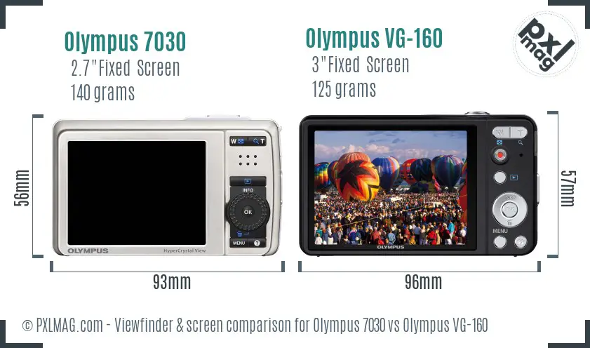Olympus 7030 vs Olympus VG-160 Screen and Viewfinder comparison