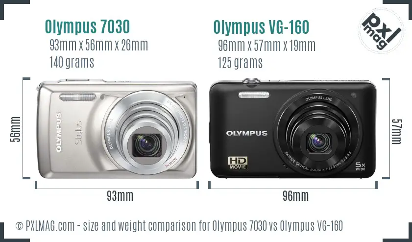 Olympus 7030 vs Olympus VG-160 size comparison