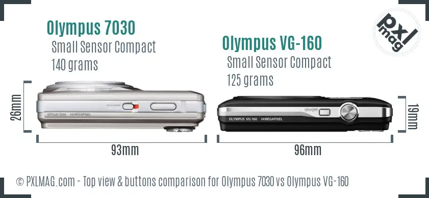 Olympus 7030 vs Olympus VG-160 top view buttons comparison