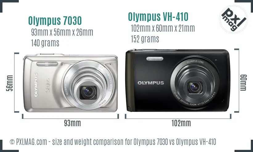 Olympus 7030 vs Olympus VH-410 size comparison