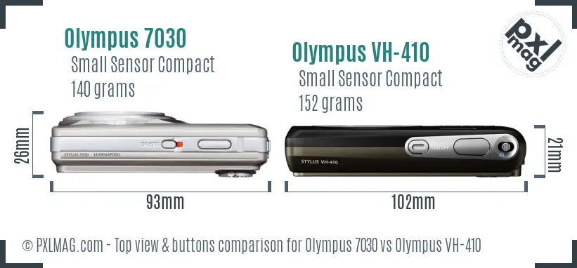 Olympus 7030 vs Olympus VH-410 top view buttons comparison