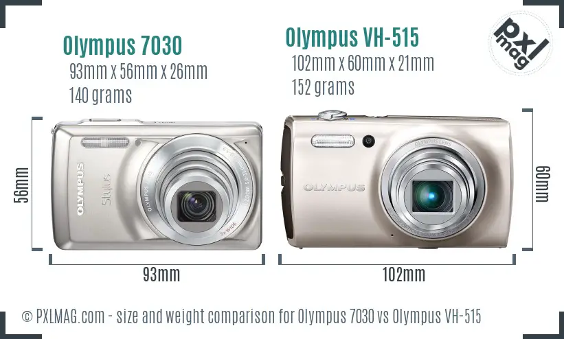 Olympus 7030 vs Olympus VH-515 size comparison