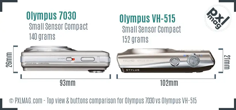 Olympus 7030 vs Olympus VH-515 top view buttons comparison