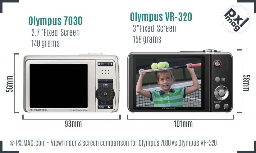 Olympus 7030 vs Olympus VR-320 Screen and Viewfinder comparison