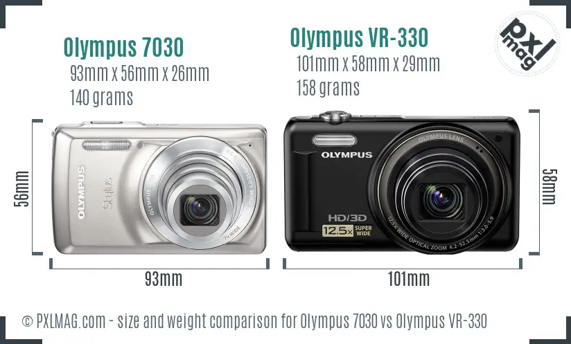 Olympus 7030 vs Olympus VR-330 size comparison