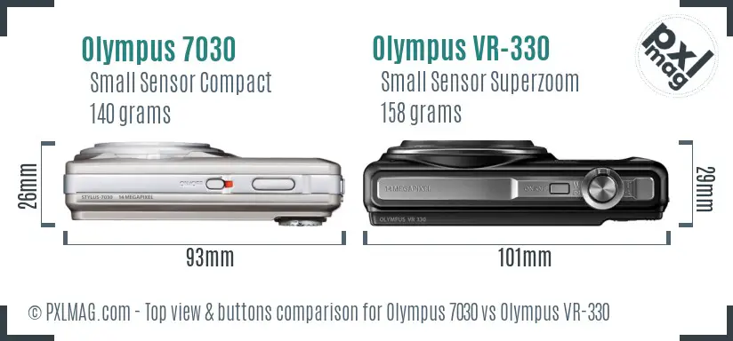 Olympus 7030 vs Olympus VR-330 top view buttons comparison