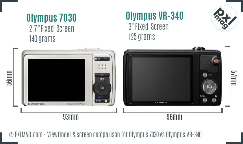 Olympus 7030 vs Olympus VR-340 Screen and Viewfinder comparison