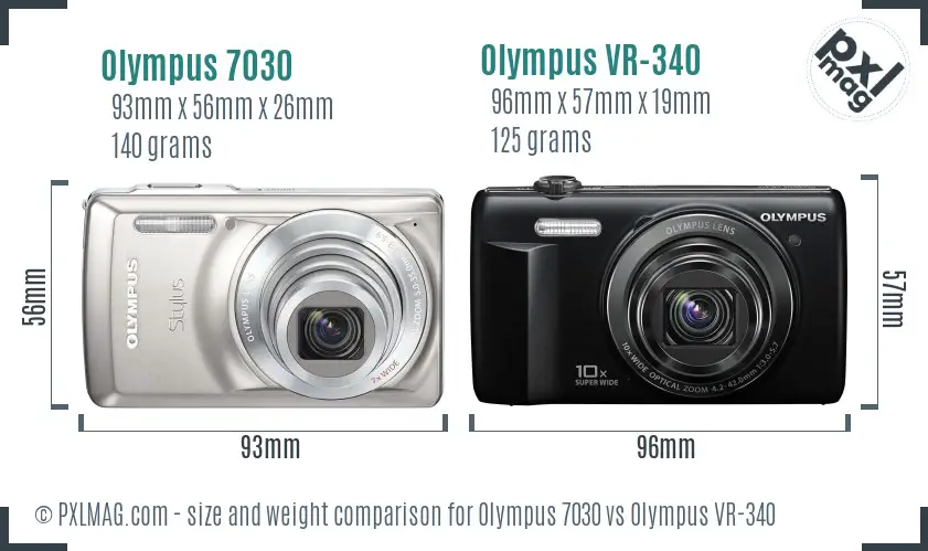 Olympus 7030 vs Olympus VR-340 size comparison