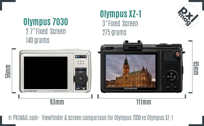 Olympus 7030 vs Olympus XZ-1 Screen and Viewfinder comparison