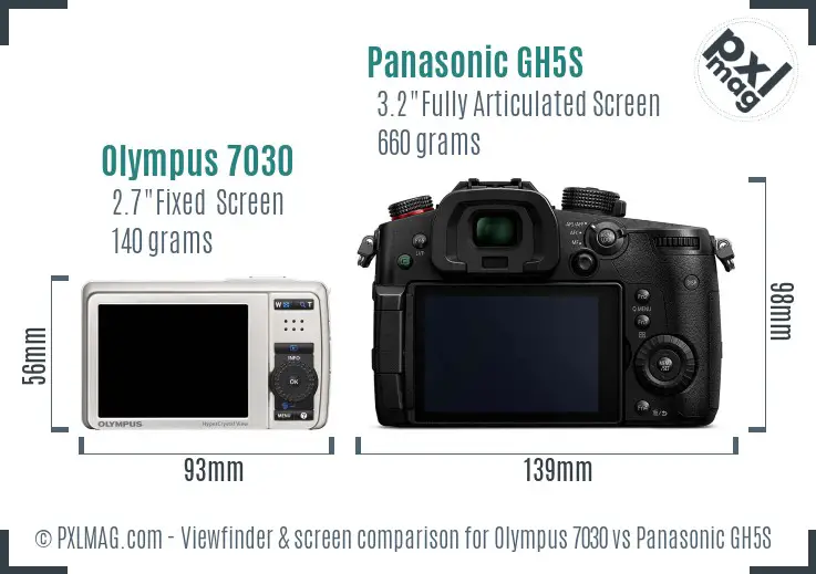 Olympus 7030 vs Panasonic GH5S Screen and Viewfinder comparison