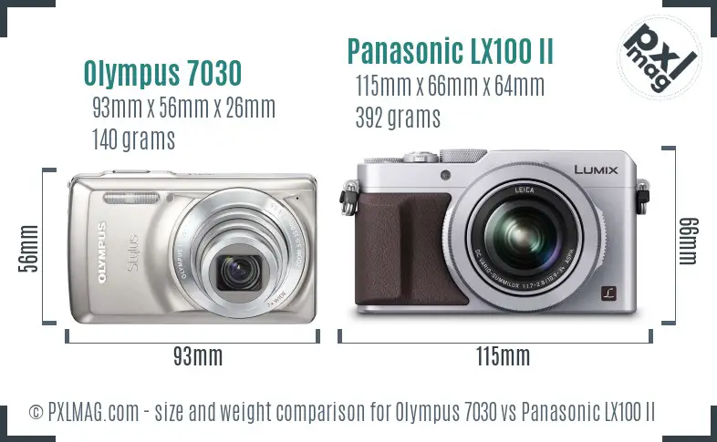 Olympus 7030 vs Panasonic LX100 II size comparison