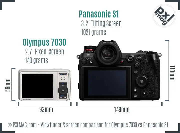 Olympus 7030 vs Panasonic S1 Screen and Viewfinder comparison