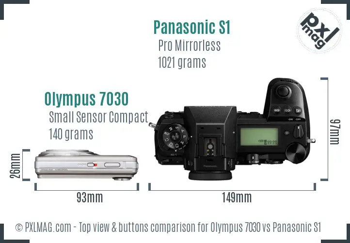 Olympus 7030 vs Panasonic S1 top view buttons comparison