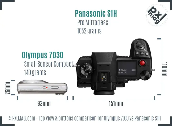 Olympus 7030 vs Panasonic S1H top view buttons comparison