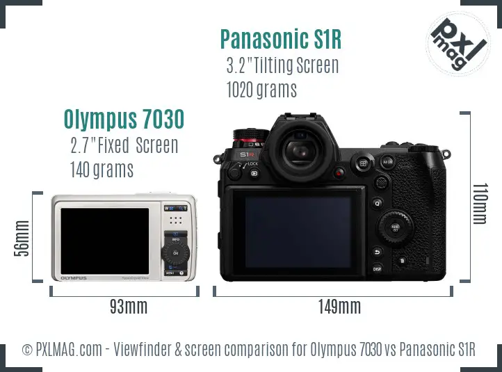 Olympus 7030 vs Panasonic S1R Screen and Viewfinder comparison