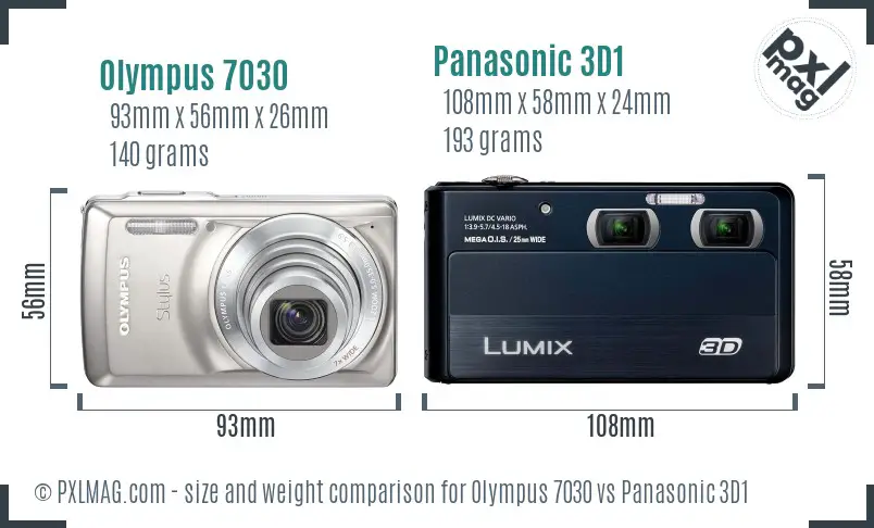 Olympus 7030 vs Panasonic 3D1 size comparison