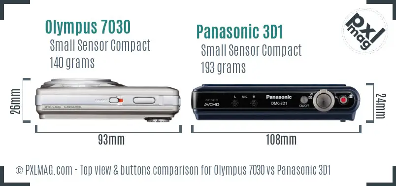 Olympus 7030 vs Panasonic 3D1 top view buttons comparison