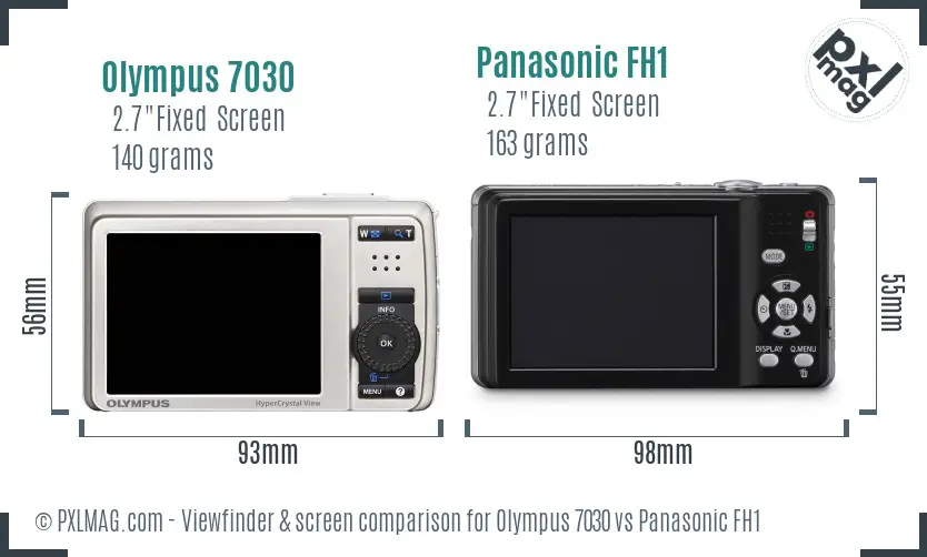 Olympus 7030 vs Panasonic FH1 Screen and Viewfinder comparison