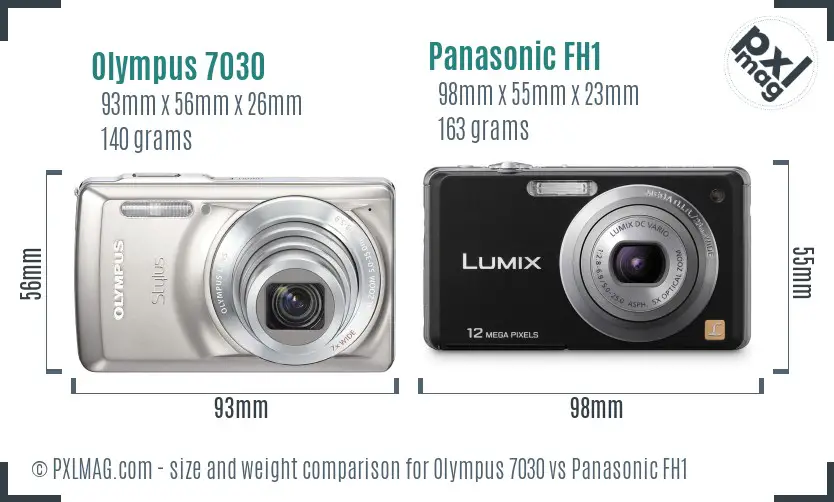 Olympus 7030 vs Panasonic FH1 size comparison