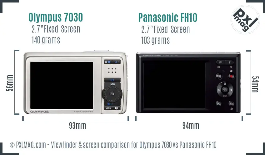 Olympus 7030 vs Panasonic FH10 Screen and Viewfinder comparison