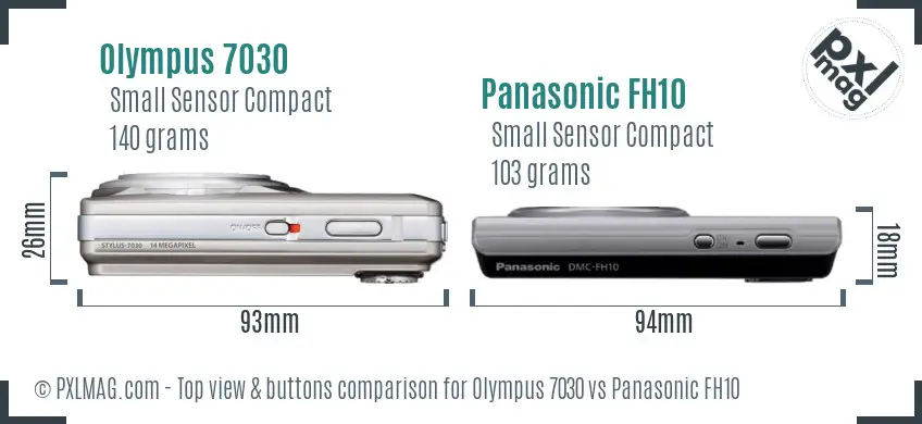 Olympus 7030 vs Panasonic FH10 top view buttons comparison