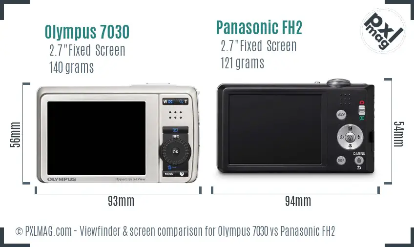 Olympus 7030 vs Panasonic FH2 Screen and Viewfinder comparison