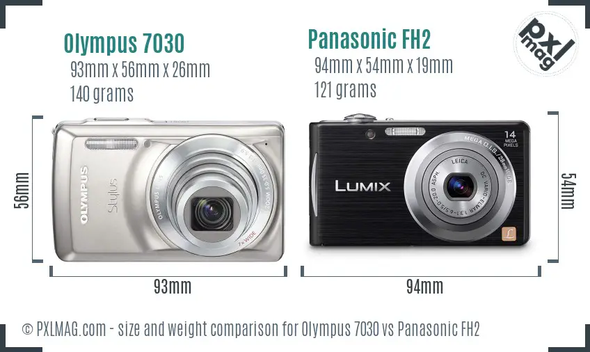 Olympus 7030 vs Panasonic FH2 size comparison