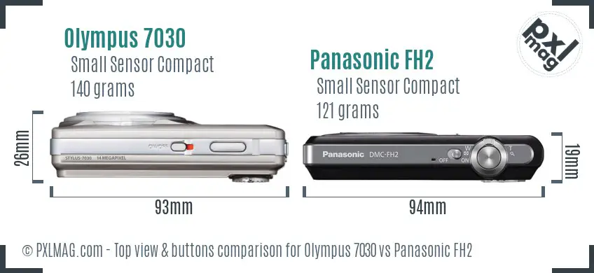 Olympus 7030 vs Panasonic FH2 top view buttons comparison