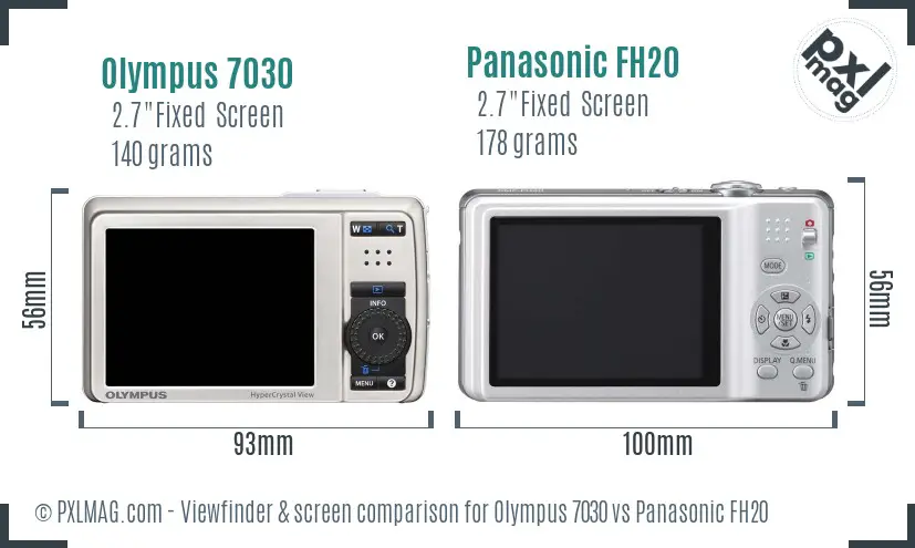 Olympus 7030 vs Panasonic FH20 Screen and Viewfinder comparison