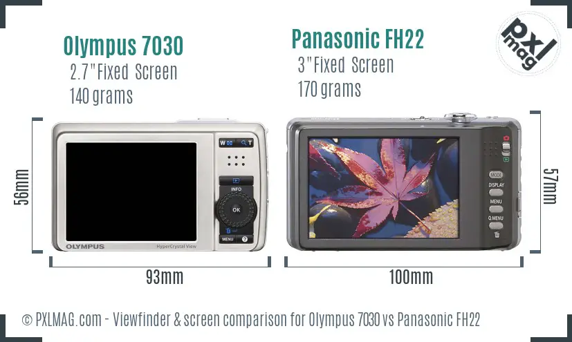 Olympus 7030 vs Panasonic FH22 Screen and Viewfinder comparison